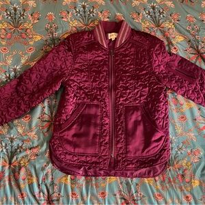 Jolt Quilted Bomber Jacket in Berry